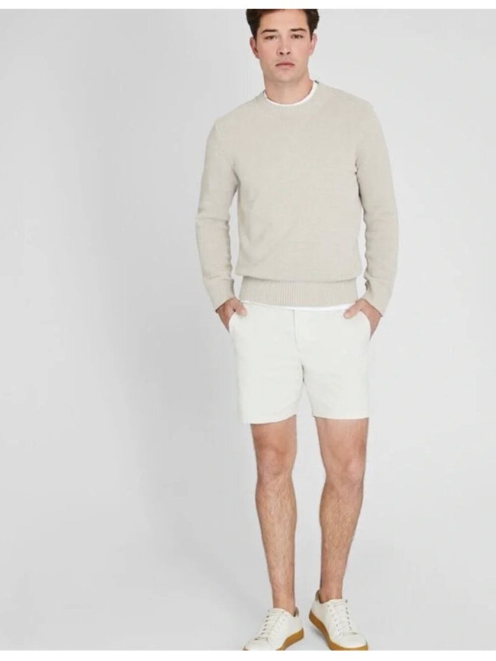 Club Monaco men’s Baxter Fit 7” white flat fronted shorts, men’s 31